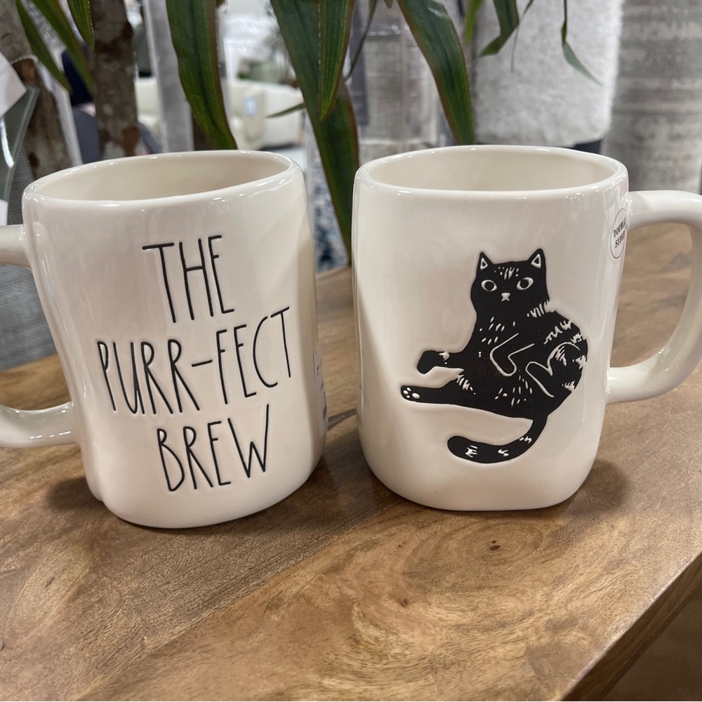 Rae Dunn Black Cat the Purr-fect Brew Coffee Cup Mug NEW